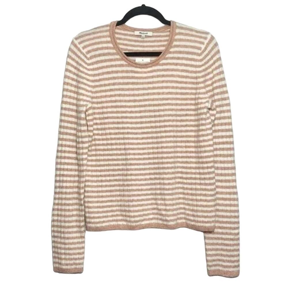 Madewell Women's Sweater Large Heather Carnation Stripe NEW Scoop Boat Neck - Picture 3 of 5